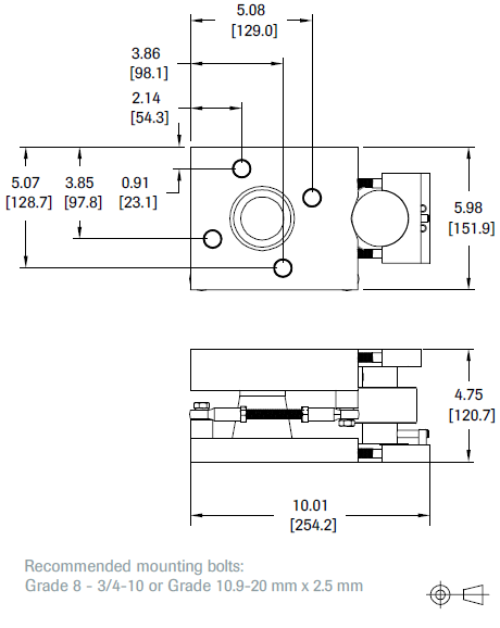 RC-WM 5000WM3 Stainless Steel RC Weigh Module IP69 outline dimensions