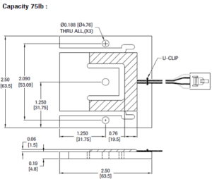 WMB 6002 Wing Aluminum Planar Beam Load Cell IP65 outline dimensions
