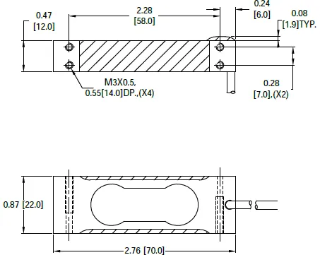 CB17 4054 Anodized Aluminum Single Point Load Cell outline dimensions
