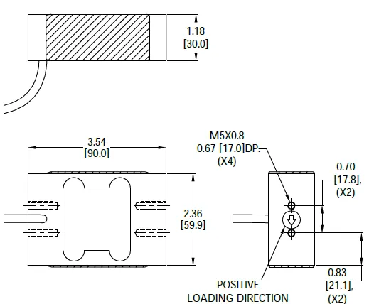 NLC 4044 Anodized Aluminum Single Point Load Cell outline dimensions