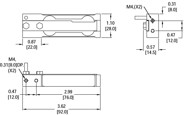 SP1 4001 Anodized Aluminum Single Point Load Cell IP67 outline dimensions