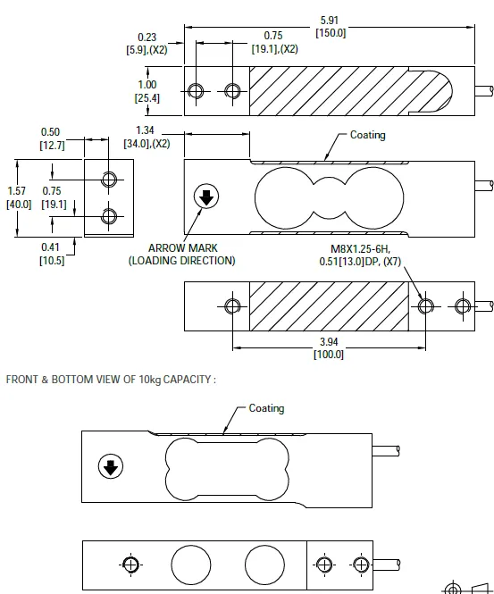 SP4NP 4073 Nickle Plated Steel Single Point Load Cell outline dimensions