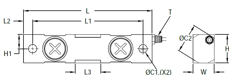 DEB016AS 2012 Stainless Steel Double Ended Beam Load Cell IP68 outline dimensions