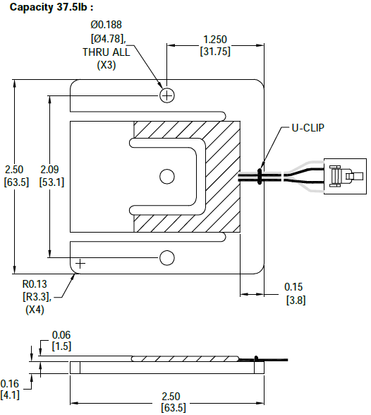 WMB 6002 Wing Aluminum Planar Beam Load Cell IP65 outline dimensions