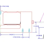 Top view drawing of SP14 4027 Anodized Aluminum Single Point Load Cell outline dimensions