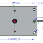 Bottom view drawing of WMBP Aluminum Weigh Module 6000WM3 outline dimensions