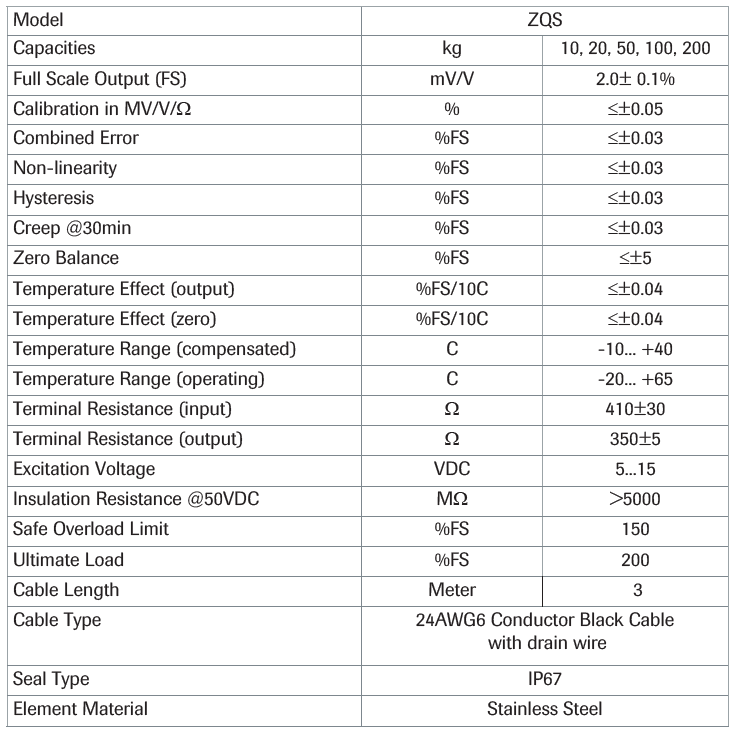 ZNS 1055 Stainless Steel Single Ended Beam specification