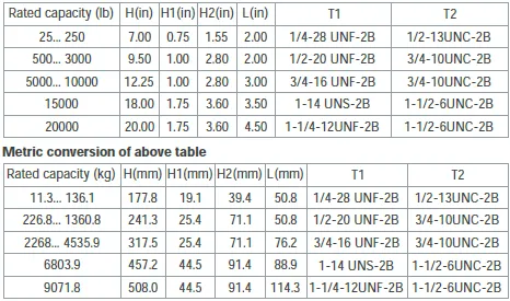 3000WM1 Nickel Plated Steel Tension Weigh Module outline dimensions