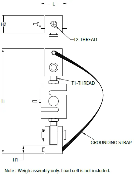 3000WM1 Nickel Plated Steel Tension Weigh Module outline dimensions