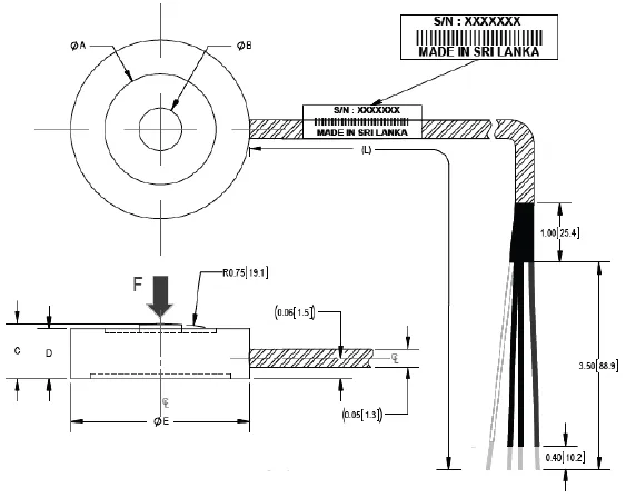 5041 LPM 510 Minature Load Cell outline dimensions