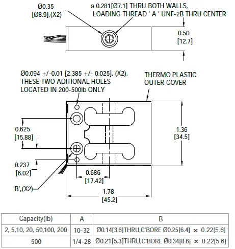8005 8006 Single Point Load Cell outline dimensions