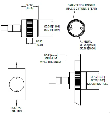 8011 Insert Force Sensor outline dimensions