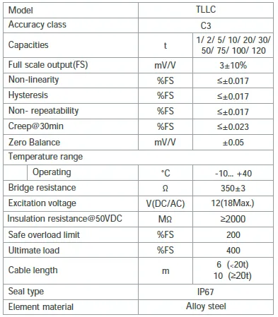 9001 Tension Link Load Cell specification
