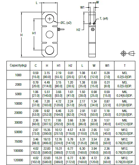 9001 Tension Link Load Cell outline dimensions