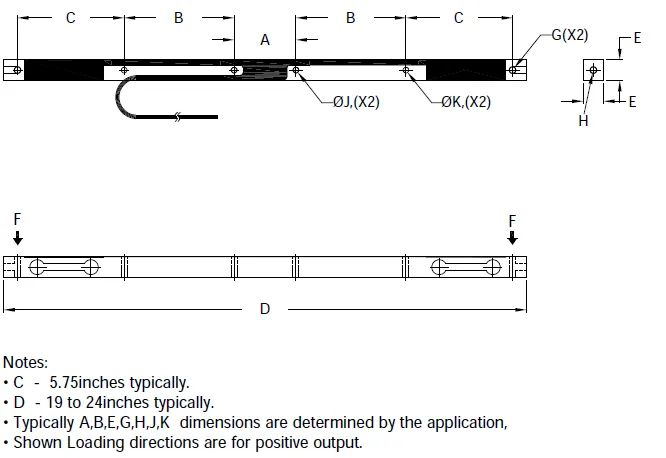 DEBB Double Ended Beam outline dimensions
