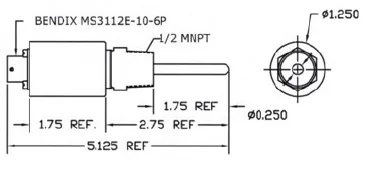 GTP 8000 Temperature Probe outline dimensions