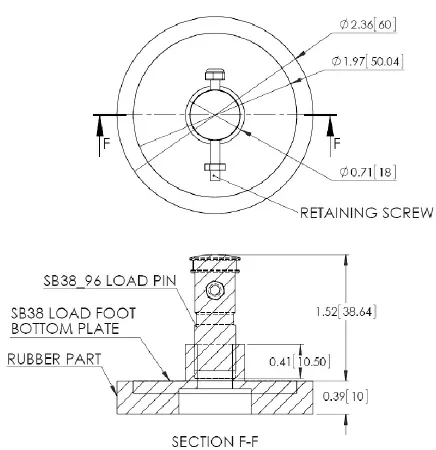 LF 1032-1 Series Load Cell Load Foot outline dimensions