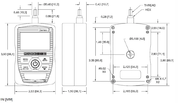 M3-012 Digital Force Gauge outline dimensions
