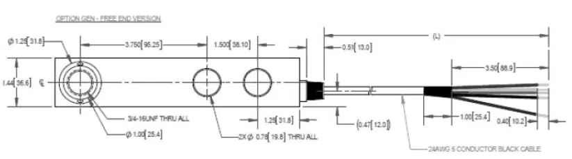 RB14 1032 Stainless Steel Single Ended Shear Beam outline dimensions