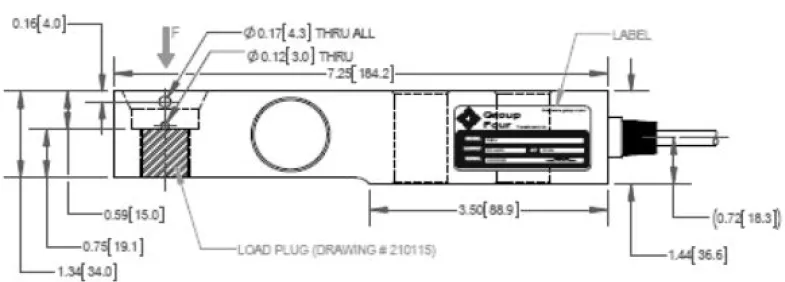 RB14 1032 Stainless Steel Single Ended Shear Beam outline dimensions
