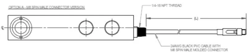 RB14 1032 Stainless Steel Single Ended Shear Beam outline dimensions