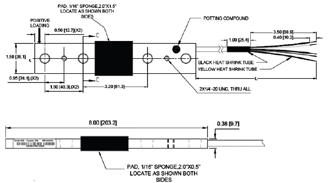 SNAM 8008 Single Point Deflection Transducer outline dimensions