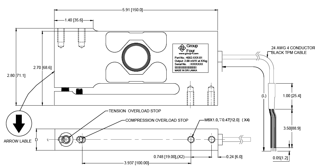 SP14 4082 Stainless Steel Single Point Load Cell outline dimensions
