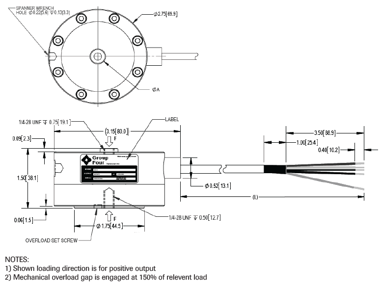 BDC 5062 Compression Load Cell outline dimensions