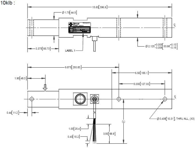 WBP 1040 Stainless Steel Beam Load Cell outline dimensions