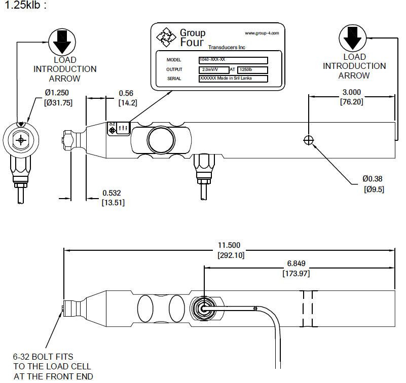 WBP 1040 Stainless Steel Beam Load Cell outline dimensions