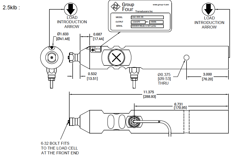 WBP 1040 Stainless Steel Beam Load Cell outline dimensions