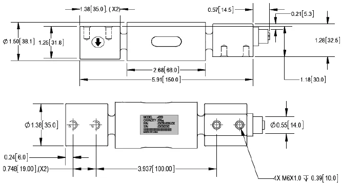 ZPSP 4099 Stainless Steel Single Point Load Cell outline dimensions