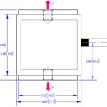 Side view drawing of Miniature FSN 3020 S-beam Load Cell outline dimensions
